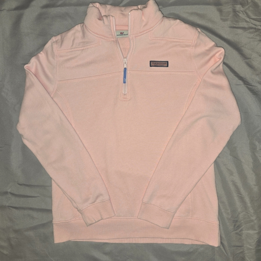 VINYARD VINES 1/4 Zip Pink Pull Over Size Medium